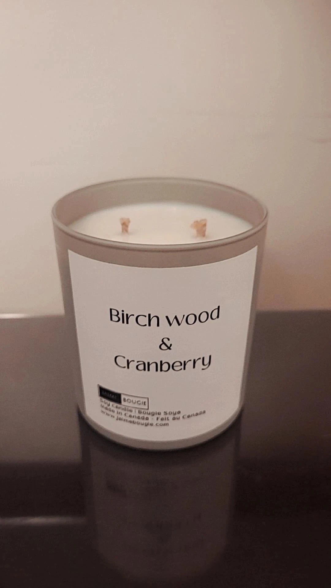 Birch wood & Cranberry J'aime Bougie