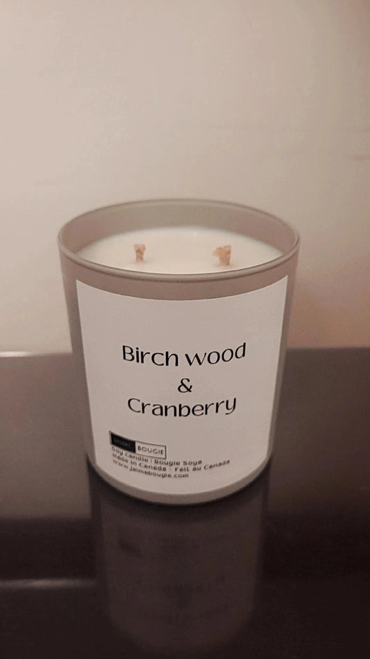 Birch wood & Cranberry J'aime Bougie